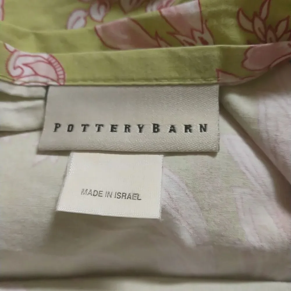 Pottery Barn Twin Duvet Cover Green Pink Floral Cotton Upcycle Crafters Diy